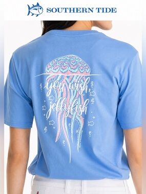 Southern Tide Jellyfish Graphic Pocket Tee Blue Size L NWOT